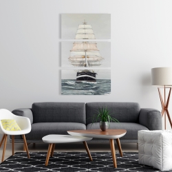 Canvas 24 x 36 - Ship gently sailing by a cloudy day