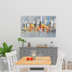 Toile 24 x 36 - Paysage urbain avec éclats de couleur