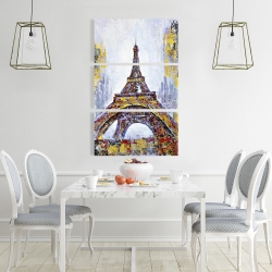 Toile 24 x 36 - Tour eiffel abstraite avec éclats de peinture