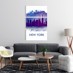 Toile 24 x 36 - Silhouette bleue de la ville de new york