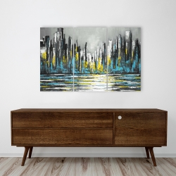 Toile 24 x 36 - Horizon de ville bleu et abstrait