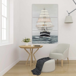 Canvas 24 x 36 - Ship gently sailing by a cloudy day