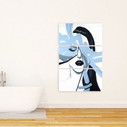 Toile 24 x 36 - Portrait de femme bleu et abstrait