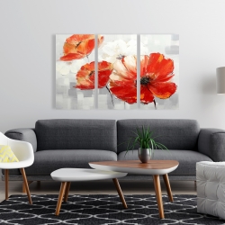 Toile 24 x 36 - Fleurs sauvages rouges et abstraites