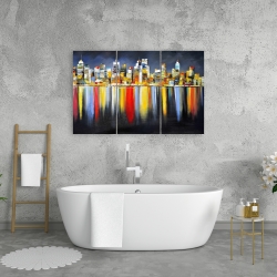 Canvas 24 x 36 - Colorful reflection of a cityscape by night