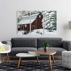 Toile 24 x 36 - Grange rouge dans la neige
