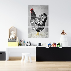 Canvas 24 x 36 - Black and white wyandotte hen