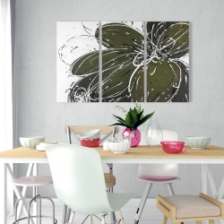 Toile 24 x 36 - Fleur verte avec contours en éclats de peinture