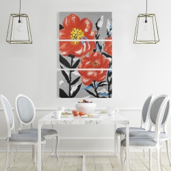 Canvas 24 x 36 - Pink flowers with blue leaves