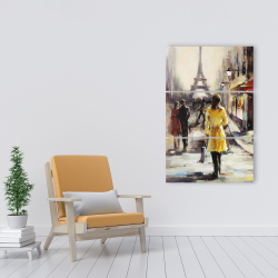 Canvas 24 x 36 - Yellow coat woman walking on the street