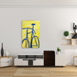 Toile 24 x 36 - Bicyclette bleue sur fond jaune