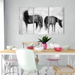 Toile 24 x 36 - Silhouettes de chevaux dans la brume