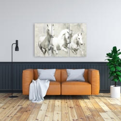 Toile 24 x 36 - Trois chevaux blancs à la course