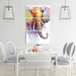 Toile 24 x 36 - Magnifique éléphant coloré