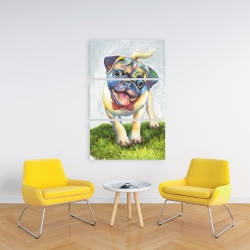 Toile 24 x 36 - Pug coloré et souriant