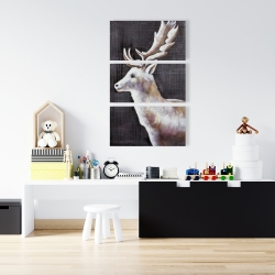 Toile 24 x 36 -  vue de profil de cerf dans le noir