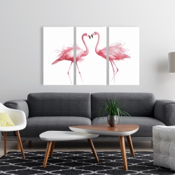 Toile 24 x 36 - Deux flamants roses à l'aquarelle