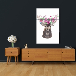 Toile 24 x 36 - Tête de chevreuil à fleurs