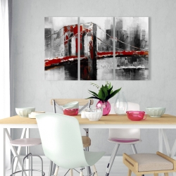 Toile 24 x 36 - Pont brooklyn abstrait et rouge