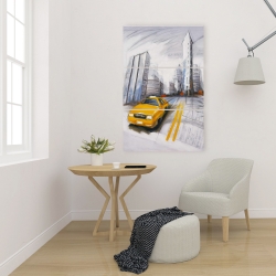 Toile 24 x 36 - Esquisse de ville et d'un taxi jaune