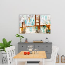 Toile 24 x 36 - Golden gate tacheté de peinture turquoise