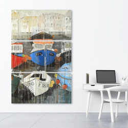 Toile 40 x 60 - Pluie de couleurs désaturées au port