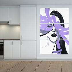 Toile 40 x 60 - Portrait de femme mauve et abstrait