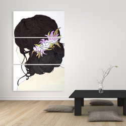 Canvas 40 x 60 - Woman from behind with pink flowers