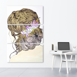 Canvas 40 x 60 - Blond woman from behind with flowers