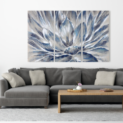 Toile 40 x 60 - Fleur grise et bleue