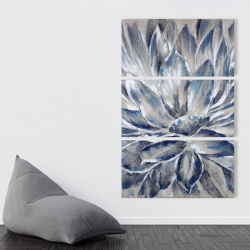 Toile 40 x 60 - Fleur grise et bleue