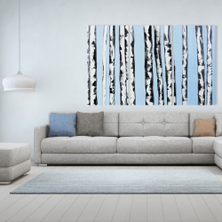 Canvas 40 x 60 - Birches on a blue background