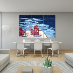 Canvas 40 x 60 - Lake, dock, mountains & chairs