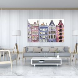 Canvas 40 x 60 - Old historic houses amsterdam