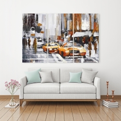 Canvas 40 x 60 - Abstract citystreet with yellow taxis