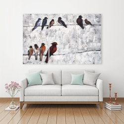 Toile 40 x 60 - Oiseaux colorés sur leur branche