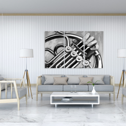 Canvas 40 x 60 - Musician with french horn monochrome