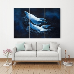 Canvas 40 x 60 - Two swimming dolphins