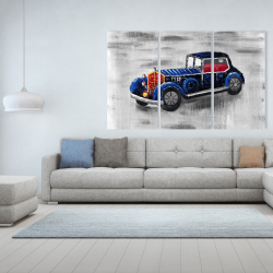 Toile 40 x 60 - Jouet de voiture vintage bleu