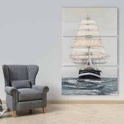 Canvas 40 x 60 - Ship gently sailing by a cloudy day