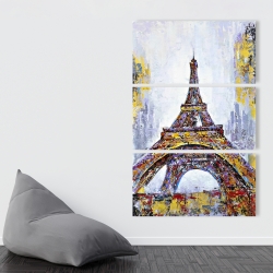 Toile 40 x 60 - Tour eiffel abstraite avec éclats de peinture