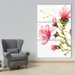 Canvas 40 x 60 - Watercolor magnolia flowers