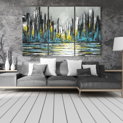 Toile 40 x 60 - Horizon de ville bleu et abstrait