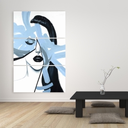 Toile 40 x 60 - Portrait de femme bleu et abstrait