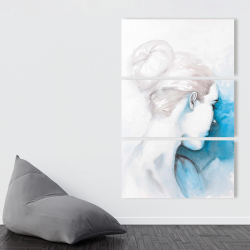 Canvas 40 x 60 - Watercolor abstract girl with hair bun