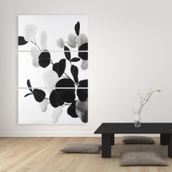 Canvas 40 x 60 - Grayscale branches with leaves