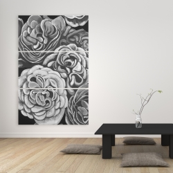 Toile 40 x 60 - Dahlias en tons de gris