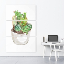 Toile 40 x 60 - Assortiment de cactus en pot