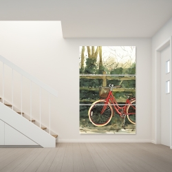 Canvas 40 x 60 - Riding in the woods by bicycle