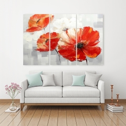 Toile 40 x 60 - Fleurs sauvages rouges et abstraites